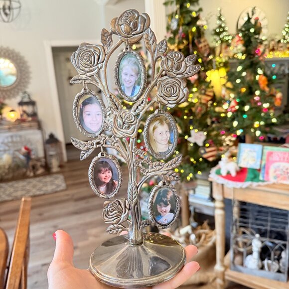 Vintage Silver Photo Tree with Roses - Picture 15 of 17